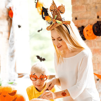 2 stk. heksehovedbånd med græskarhat til Halloween, heksehat, hårtilbehør, kostume