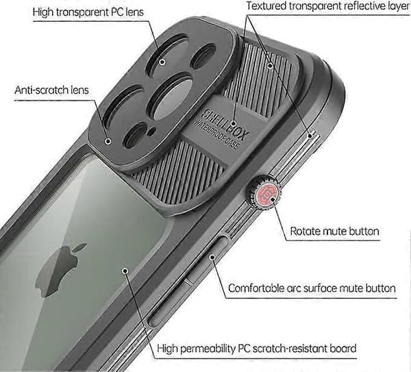 Designed for iPhone 13 Pro Case IP68 Waterproof Phone Case Dustproof Shockproof and Screen Protector Underwater Protective Front and Back