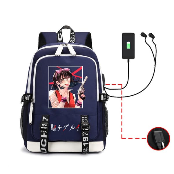 Kakegurui Anime Ryggsäck, Multifunktionell Skolväska för Studenter, Bokväska med Stor Kapacitet**blå-B blue-B blue-B