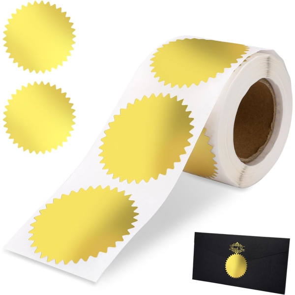 Gold Envelope Seals Stickers, 2" Round Labels Gold Foil Stickers Gold Metallic Seals for Package, Wedding Envelope, Grad