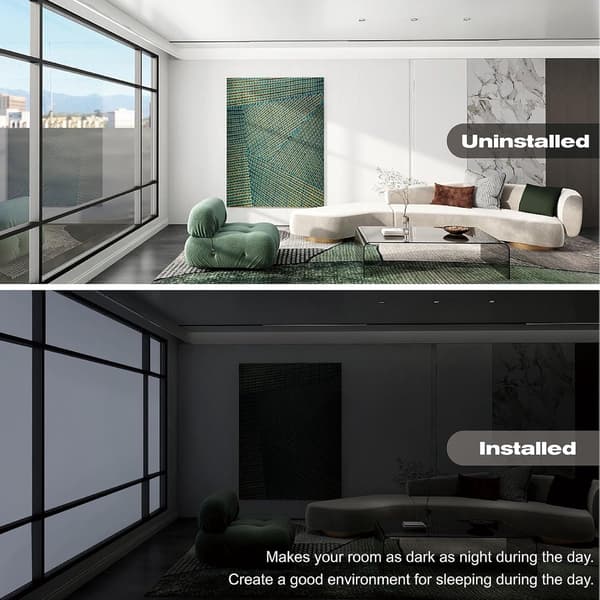 White Blackout Window Film 45x200cm Static Cling Light Blocking for Bedroom Nursery