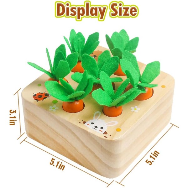 Trælegetøj til 1 2 3-årige babydrenge og piger, Montessori-legetøj Gulerodshøst Spil Form & Sortering Matchende puslespil