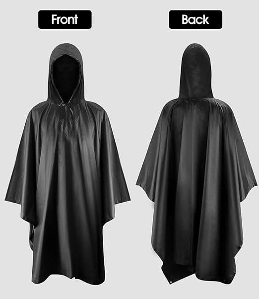 Svart, 140 * 200 cm vanntett ponchohette, 3-i-1 militær multifunksjonell