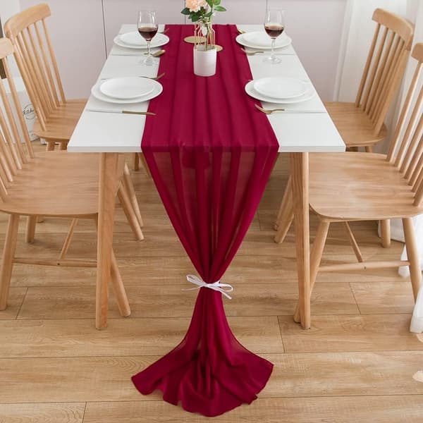 Chiffon bordløper bryllup borddekorasjon bursdagsinnredning