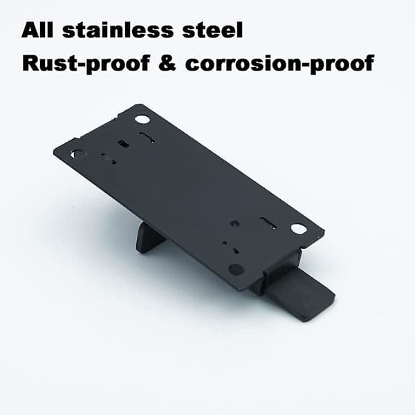 Fjederlås dørlås, tykt rustfrit stål skydedørslås, 10 cm, sort, 2-pak, 104bb-bl-2