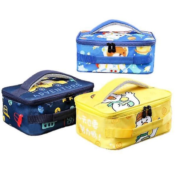 Isolerad Lunchbox Barnens Cartoon Lunchbox Picknickväskor Bento Bag Student Handbag Kids Skolväska Blå Blue