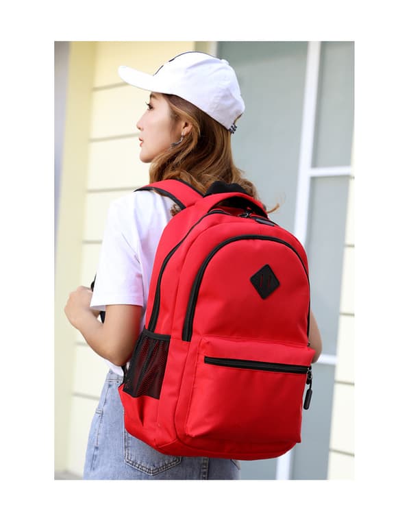 Large Casual Shoulder Bag Travel Backpack - Wine Red