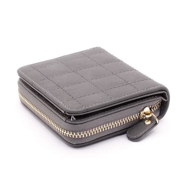 Men's Wallet Small Zipper Around Checks - Multiple Colors Grey