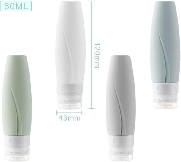 Silikonresflaskor, 4-pack påfyllningsbara & klämbara (60 ml)