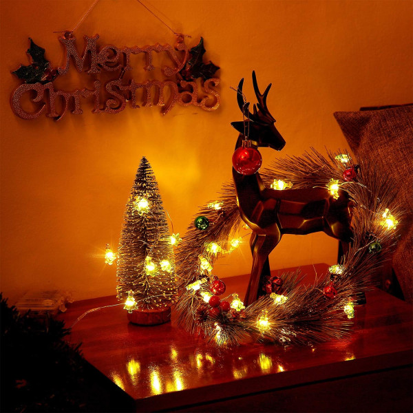 LED-lysstreng for juletre, batteridrevet med fjernkontroll og timer for jul, vinterbryllup, bursdagsfester, DIY-hjem