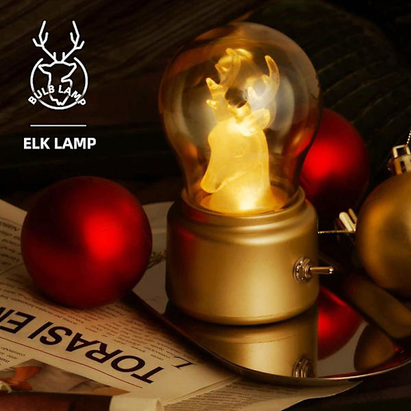 Mini LED skrivebordslampe Trådløs Batteridrevet nattlys Retro lys skrivebordslampe Juletrær