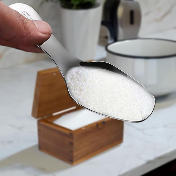 2 stk. korte skeer - Mini-skeer i rustfrit stål - Lille dessertske til salt, dessert, sukker, kaffe, te, honning, krydderier, is, C