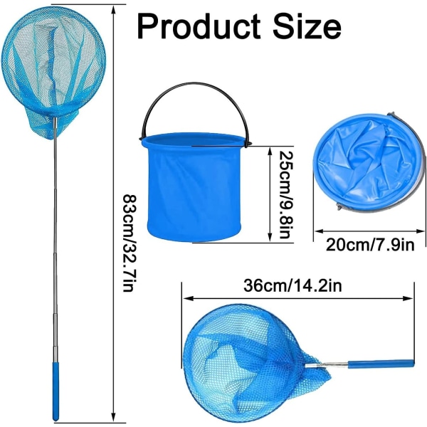 6-delt Teleskopisk Landingsnett for Barn Fiske Landingsnett Teleskopisk Sommerfuglnett Egnet for Utendørsaktiviteter Som Insektfangst og Fi