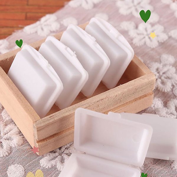 20 st Miniatyr Lunchbox Modell Simulerings Take Away Box Dockhus Take Away Boxar Vit 2.5X1.9X0.8CM White 2.5X1.9X0.8CM