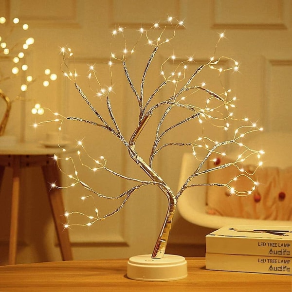 Varmhvite Led Tree Lights - Justerbar gren Usb Bonsai Tree Light - Batteridrevne dekorative trelys for Thanksgiving og jul (108 Lam
