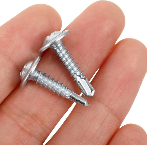 100 stk. 4,2x19 mm rustfri selvborende skruer med fladt hoved til metalplader