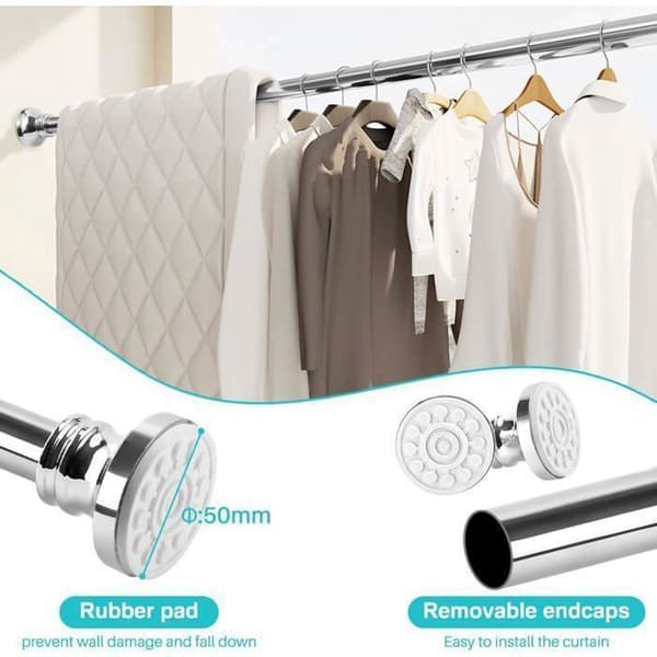 Utdragbar Gardinstång 110-290cm Rustfritt Stål Ingen Boring Nødvendig Moderne Design