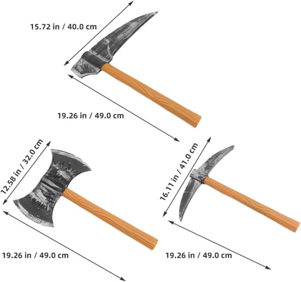 3 st Halloween-tomte-rekvisitasats inklusive skumhacka och dubbelsidig yxa