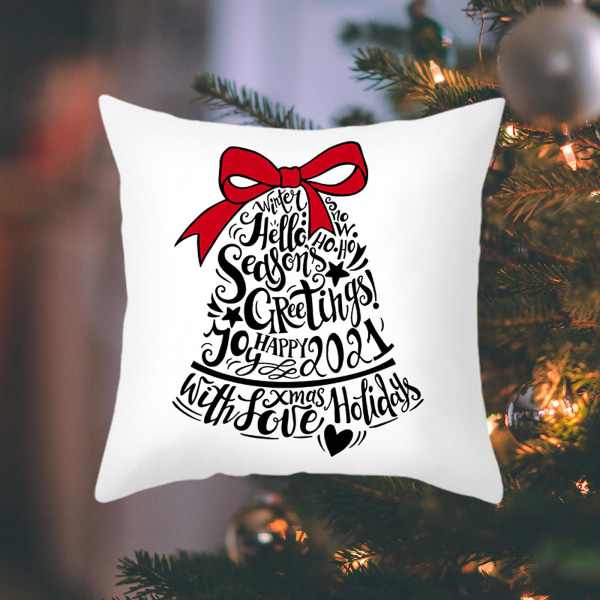7-pack Polyester Sammet Julkuddar för Bondgårdsfärskt Alfabet Julgranstryck Farmhouse Semesterfest Dekoration Kuddfodral