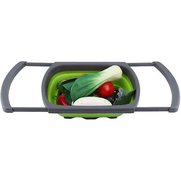 Hopfällbar Silikon Sil, Utdragbar Diskho-Avloppskorg För Att Rinna Av Grönsaker, Frukt, Pasta, 39 X 26.5cm