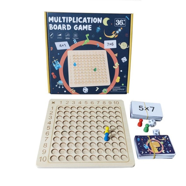 Multiplikationsspel i trä, Flash-kort för multiplikation, tärningar, Montessorispel för multiplikationsbräda i trä, utbildning