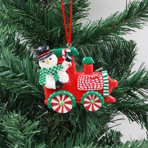 Sett med 3 juletrepynt Leirebil-toganheng tegneserie Santa Elg Snømann Barneleker Julefest Gjør-det-selv-dekorasjon