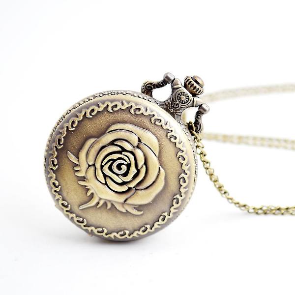Vintage Roser Lommeur Quartz Lommeur med Kjede, Romertall Lommeur Antikk Gusset Ur for Menn Kvinner Far