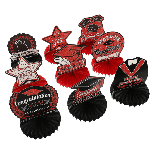 9 stk Røde Pompoms Klasse 2022 Pom Pom Graduation Dekorasjoner Graduation Bord Senterstykke Graduation Red M