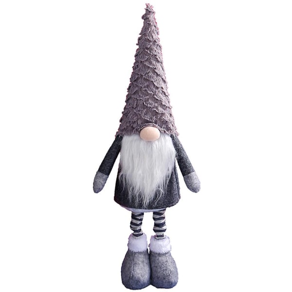 Christmas Gnome Holiday Ornament Telescoping Spiral Hair Handmade Tomte Plush Doll Home Decor Tabletop Santa StatueGray