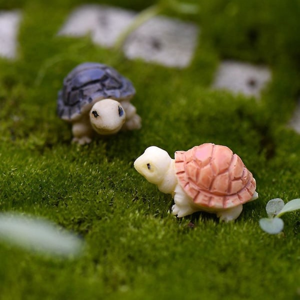 Mini Skildpadde Model Fe Have Miniature Hjem Terrarium Hjem Desktop Sukkulenter Mikro Landskab Dekoration (6 stk, Gul + Sort)