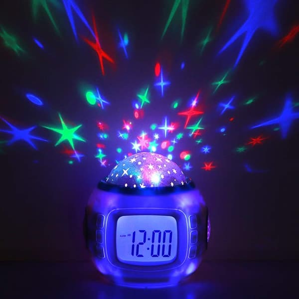 Starry Sky Projector, LED Music Alarm Clock, Multifunctional Temperature Display, Alarm Calendar, Countdown Timer for Kids, Gift
