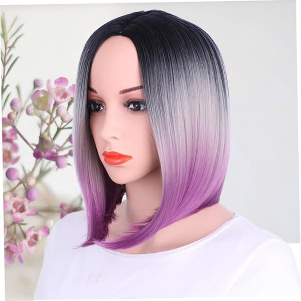 Gradient Peruukki Bob Peruukki Naisille Cosplay Pitsi Korkea Lämpötila Harmaa Gradientti