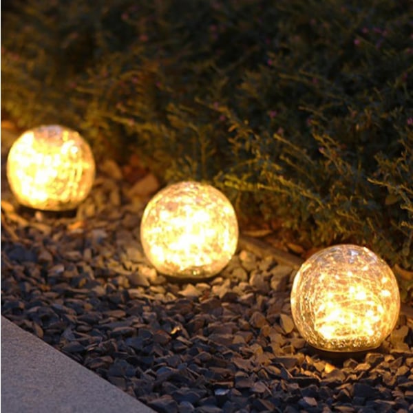 Stykker Solar Glass Ball Sett Hagelys Varm Hvit Solar Lampe Glass Light