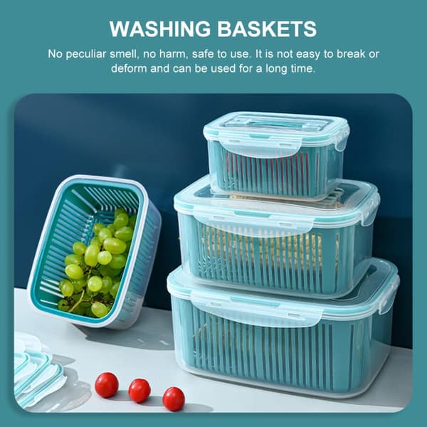 5 Pcs Double-Layer Kitchen Drain Baskets for Fruit and Vegetable Washing