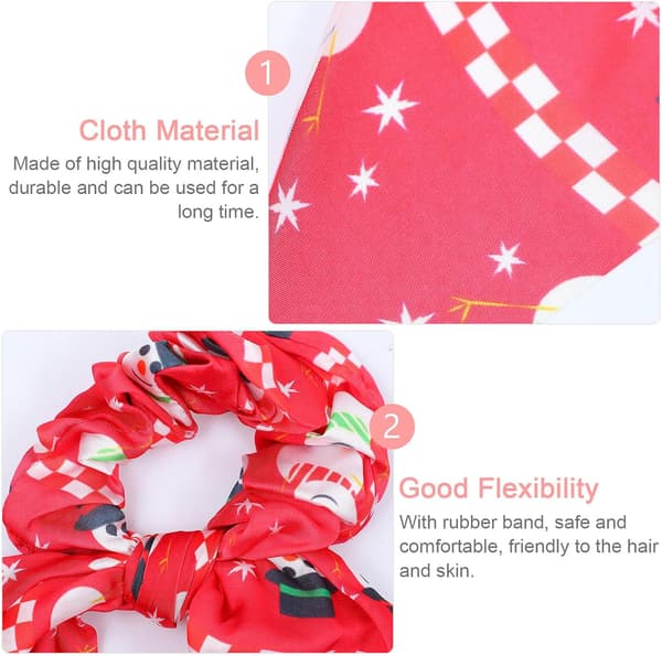 6 stk. julebånd Scrunchie med lang hale, elastiske hårstrikker, hestehaleholdere, hårscrunchie, strikk til julefest