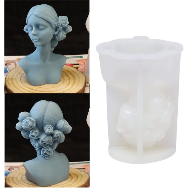 3D silikone lysform 3D silikone lys form til kvinde, hjemmelavet kunst hoved form