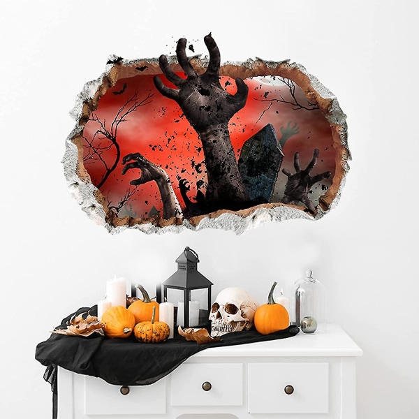 （40*60 cm）Halloween väggdekaler, avtagbara, Halloween väggdekaler 3d skrämmande väggdekaler