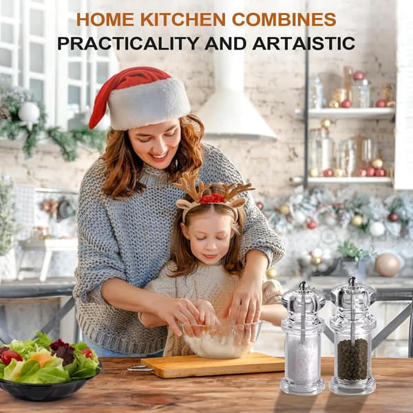 Pepper Mill - Manual Salt Grinder, Transparent Spice Jar, Reusable Spice Container for Kitchen | Kitchen & Dining