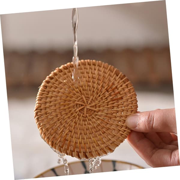 5 st Rattan Woven Coasters Set Handmade Retro Braided Table Mats