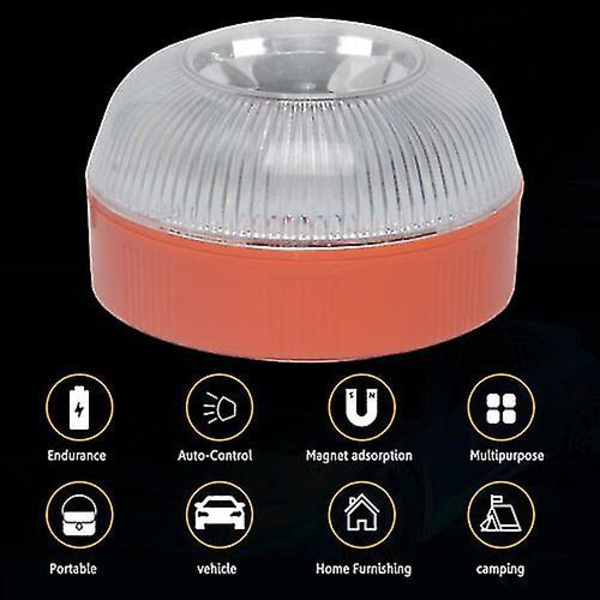 V16 LED-varningsljus för bil, nödblixt, USB-uppladdningsbar larmlampa