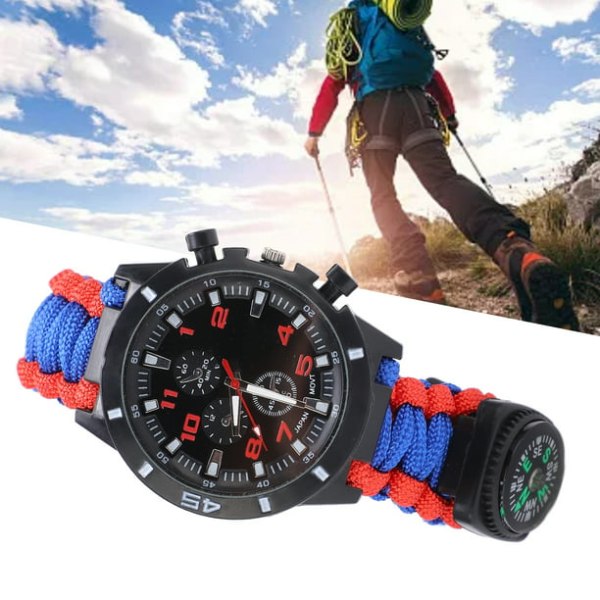 Multifunktionell watch Whistle and Scratcher 6 i 1 Digital Watch Survival Armband Andra