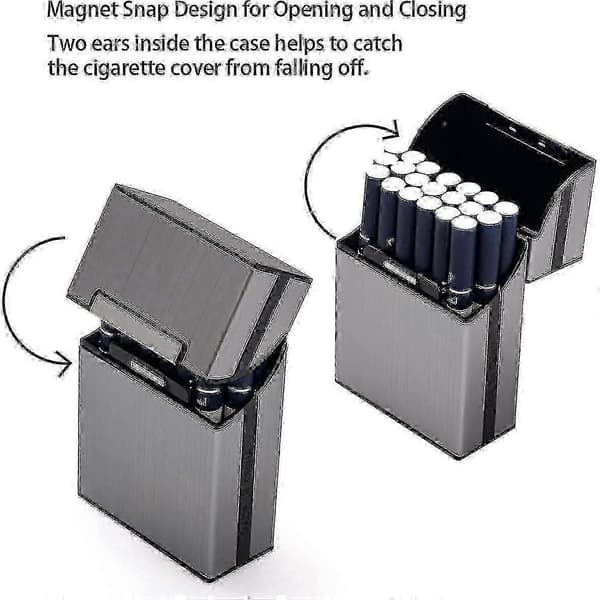 3-pack Cigarette Case Cigarette Box for Men Cigarette Case for Women Aluminum Cigarette Pack Magnetic Closure Grey