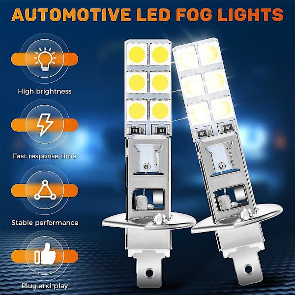 4 stk H1 6000k Superhvit 80w LED Frontlyssett Tåkelys Kjøring