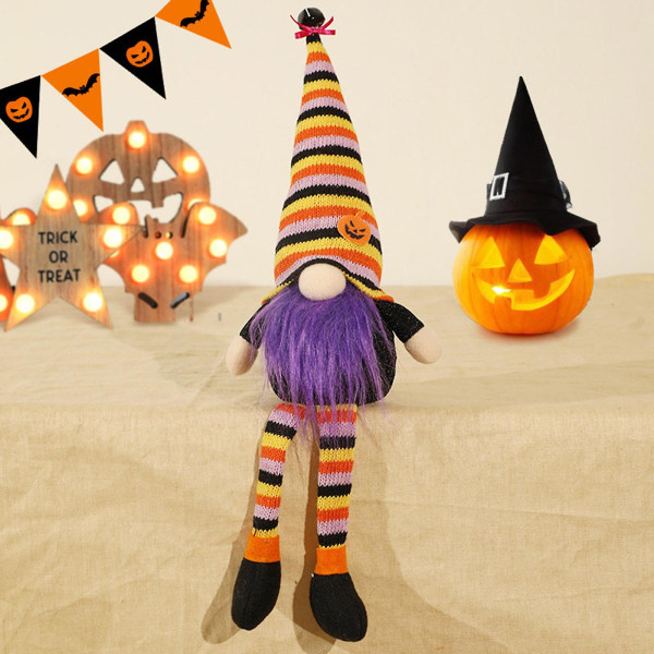Halloween Dekoration Svart Ansiktslös Docka Skandinavisk Gnome Ornament DollD