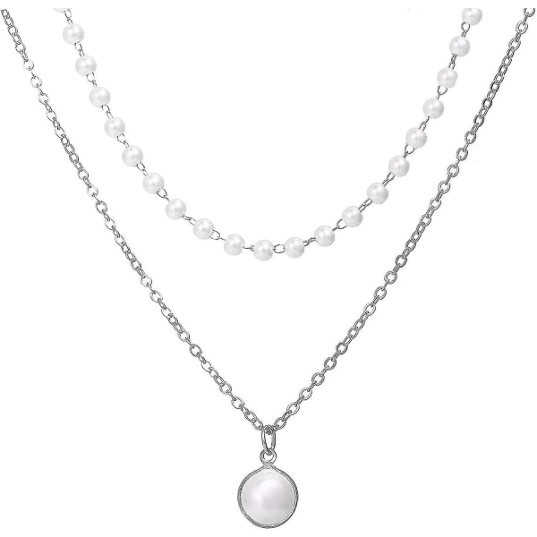 Pearl Necklace,pearl Necklace Double-layer Simple Alloy Female Clavicle Chain For Party - Golden