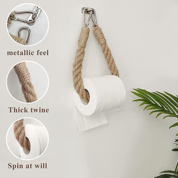 Hamp Rope Towel Holder Ins Style Rope Toalettpapirholder Vintage toalettrullholder med skruer Retro tilbehør Baderom og kitc