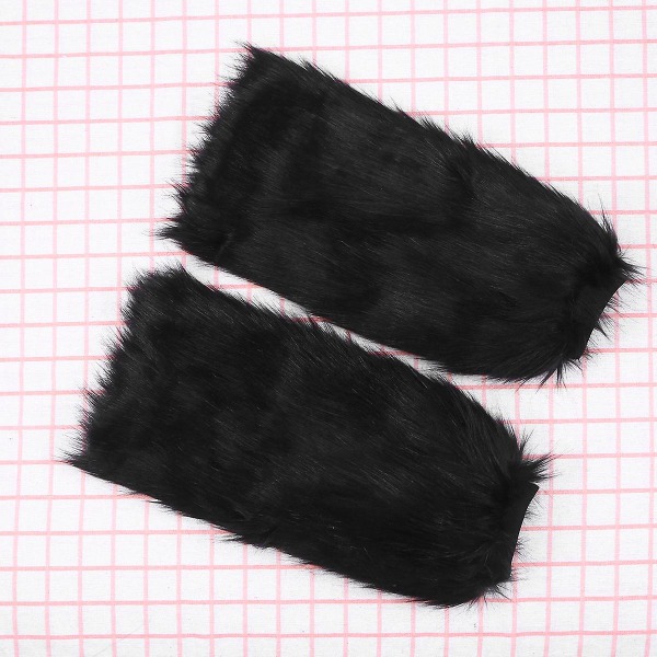 40 cm fuskpäls benvärmare plysch mode långa benvärmare stövelmanschetter cover för kvinnor flickor (svart, lång Black