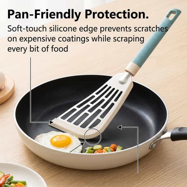 Spatula with silicone handle, made of high-temperature resistant silicone material, non-stick and does not damage pots, smooth stirring.