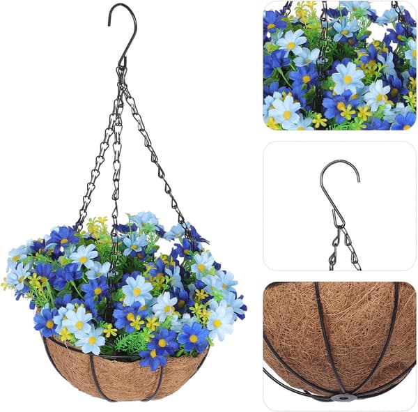 Hanging Basket with Artificial Flowers Creative Design Durable Material Convenient