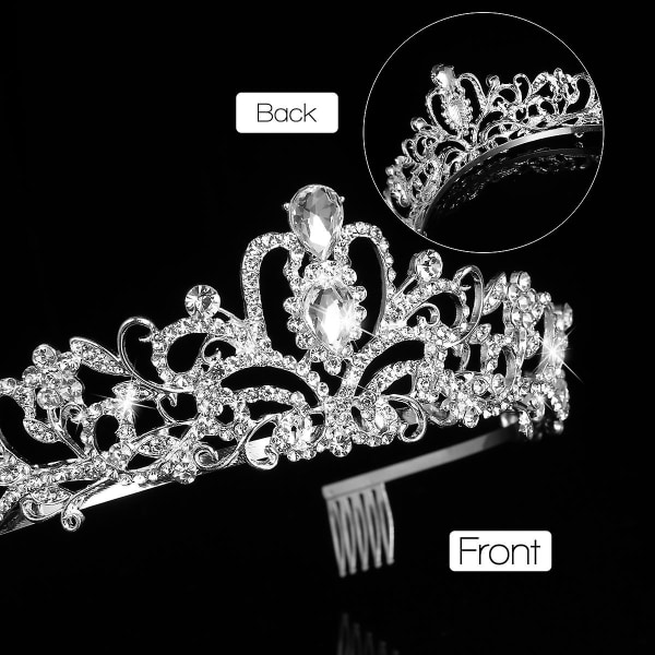 Krystall Hodebånd Brudeslør Tiara Krystall Rhinestone Tiara Krone Hodebånd Sølv Silver